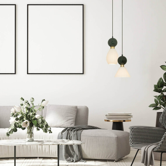 Полилей Zambelis 23238 PENDANT LAMP 1xE14 GREEN MARBLE - BRASS | Osvetlenieto.bg