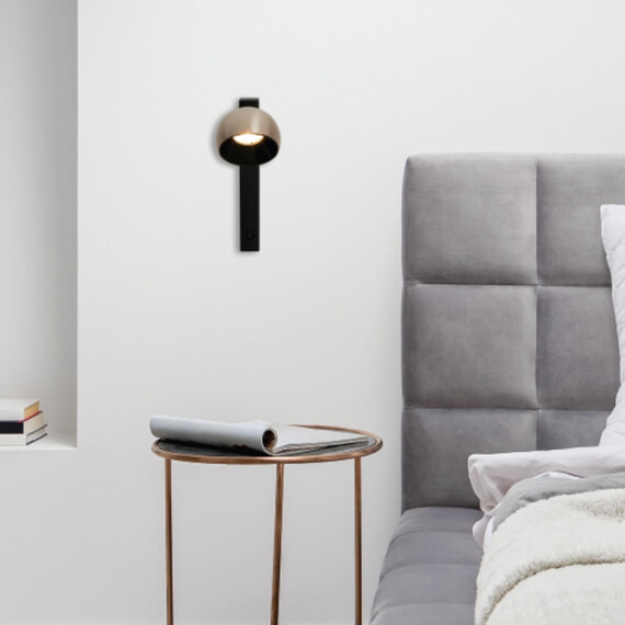 LED Аплик ZAMBELIS 25340 WALL LED LIGHT 13W 3000K SANDY BLACK BASE - CHAMPAGNE SHADE | Osvetlenieto.bg