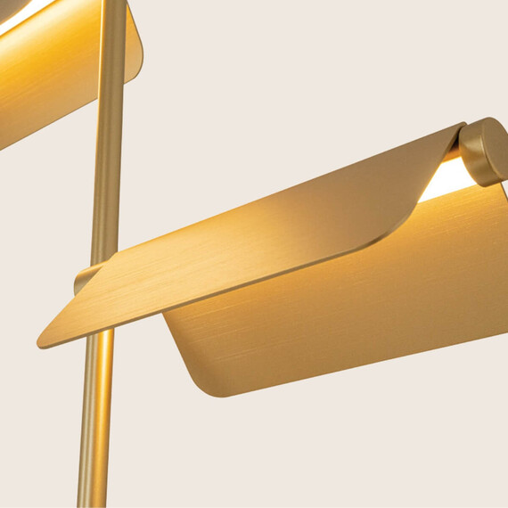 LED Лампион ZAMBELIS 25194 FLOOR LED LIGHT 12W 3000K BRUSHED GOLD MOVABLE LIGHT DEFLECTORS STEP DIMMING | Osvetlenieto.bg