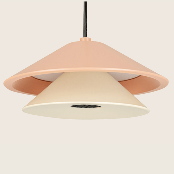 LED Полилей ZAMBELIS 25346 PENDANT LED LIGHT 9W 3000K SANDY BLACK BASE - BEIGE RED SHADE - OYSTER WHITE ELECTROPLATE | Osvetlenieto.bg
