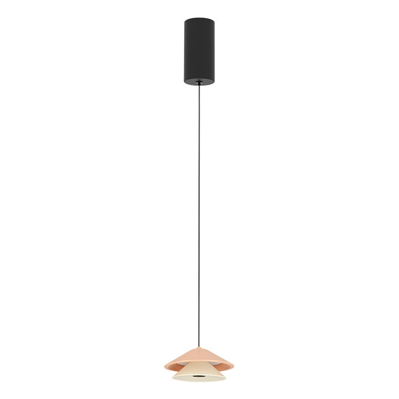 LED Полилей ZAMBELIS 25346 PENDANT LED LIGHT 9W 3000K SANDY BLACK BASE - BEIGE RED SHADE - OYSTER WHITE ELECTROPLATE | Osvetlenieto.bg