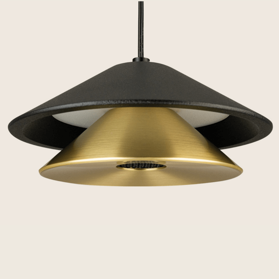 LED Полилей ZAMBELIS 25347 PENDANT LED LIGHT 9W 3000K SANDY BLACK BASE - SANDY BLACK SHADE - BRUSHED GOLD ELECTROPLATE | Osvetlenieto.bg