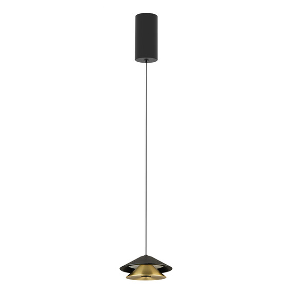 LED Полилей ZAMBELIS 25347 PENDANT LED LIGHT 9W 3000K SANDY BLACK BASE - SANDY BLACK SHADE - BRUSHED GOLD ELECTROPLATE | Osvetlenieto.bg