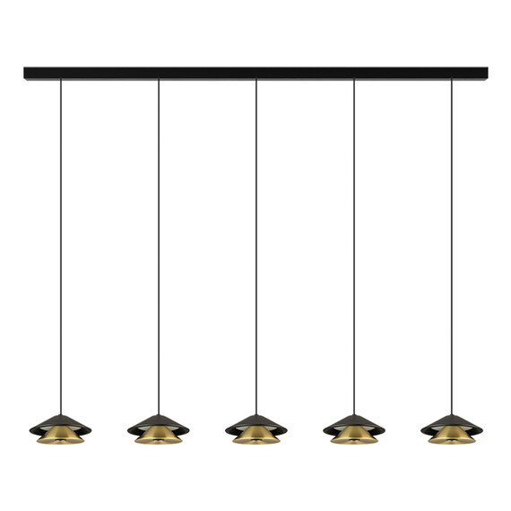 LED Полилей ZAMBELIS 25452 PENDANT LED LINE LIGHT 45W 3000K BLACK BASE - SANDY BLACK SHADE - BRUSHED GOLD ELECTROPLATE | Osvetlenieto.bg