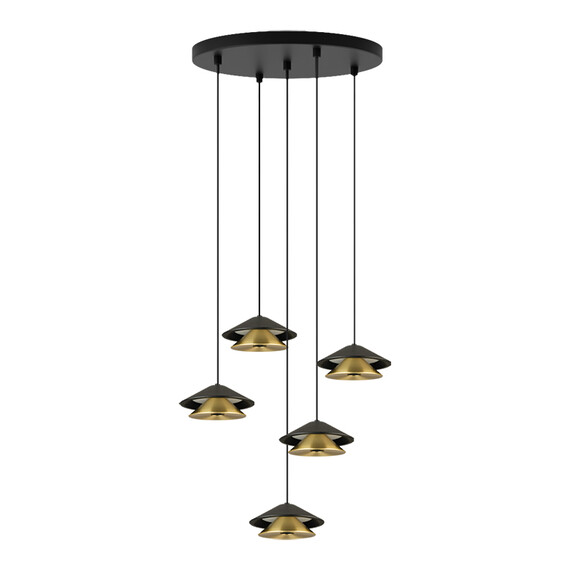 LED Полилей ZAMBELIS 25453 PENDANT LED LIGHT 45W 3000K BLACK BASE - SANDY BLACK SHADE - BRUSHED GOLD ELECTROPLATE | Osvetlenieto.bg
