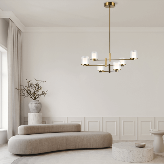 LED Полилей ZAMBELIS 23019 PENDANT LED LIGHT 42W 3000K METAL-GLASS GOLD | Osvetlenieto.bg