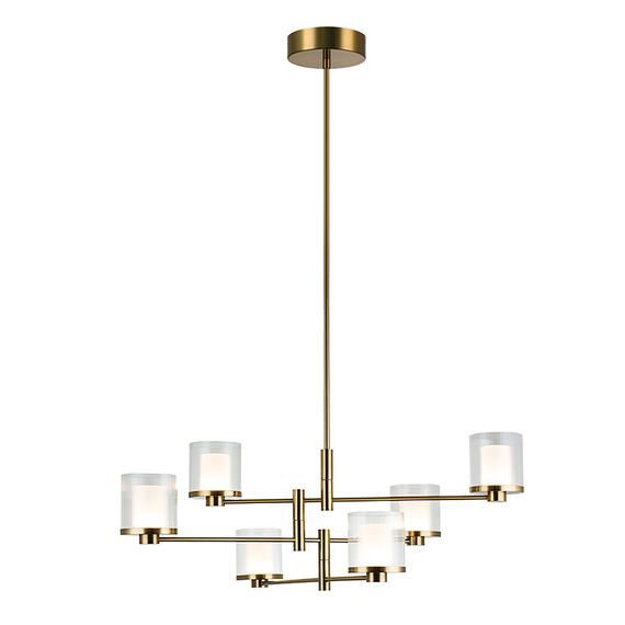LED Полилей ZAMBELIS 23019 PENDANT LED LIGHT 42W 3000K METAL-GLASS GOLD | Osvetlenieto.bg