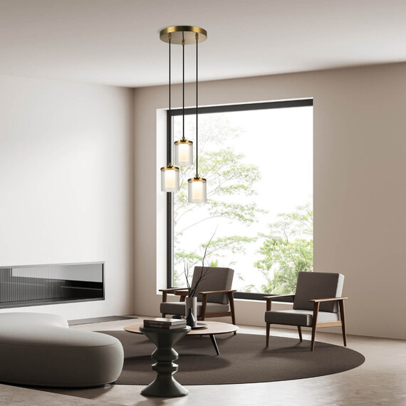 LED Полилей ZAMBELIS 23021 PENDANT LED LIGHT 20W 3000K METAL-GLASS GOLD | Osvetlenieto.bg