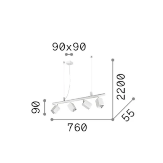 Полилей DYNAMITE SP4 SQUARE BIANCO 367453 Ideal Lux 4xGU10 | Osvetlenieto.bg
