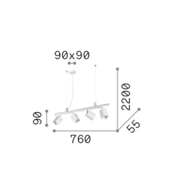Полилей DYNAMITE SP4 SQUARE NERO 371382 Ideal Lux 4xGU10 | Osvetlenieto.bg