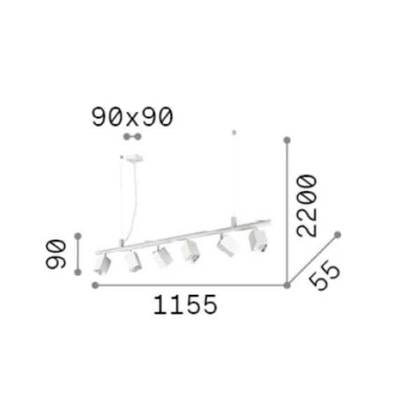 Полилей DYNAMITE SP6 SQUARE NERO 371412 Ideal Lux 6xGU10 | Osvetlenieto.bg