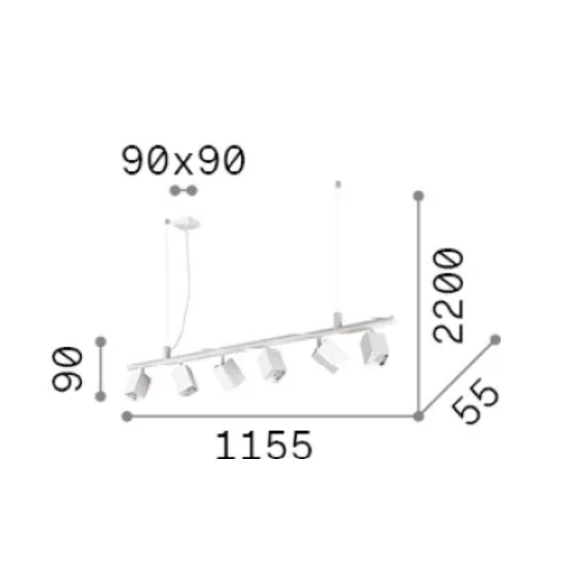 Полилей DYNAMITE SP6 SQUARE OTTONE 371429 Ideal Lux 6xGU10 | Osvetlenieto.bg
