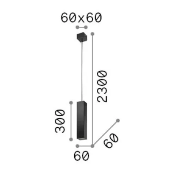 Полилей LOOK SP1 SQUARE D60 H400 NERO 126913 Ideal Lux 1xGU10 | Osvetlenieto.bg