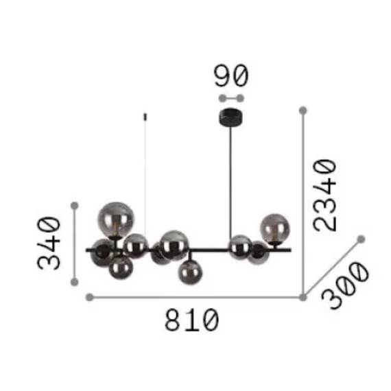 Полилей PERLAGE SP10 AMBRA 322766 Ideal Lux 10xG9 | Osvetlenieto.bg
