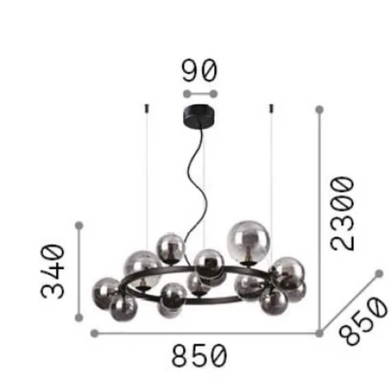 Полилей PERLAGE SP14 AMBRA 322797 Ideal Lux 14xG9 | Osvetlenieto.bg