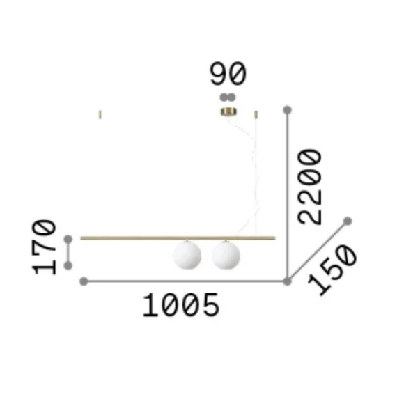 Полилей PERLINE SP2 OTTONE 282107 Ideal Lux 2xG9 | Osvetlenieto.bg