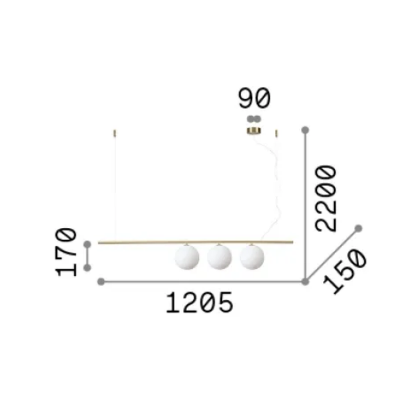 Полилей PERLINE SP3 OTTONE 282114 Ideal Lux 3xG9 | Osvetlenieto.bg