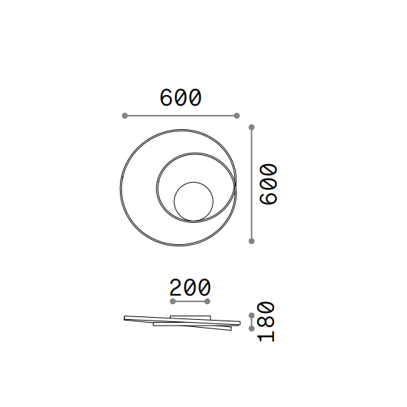 LED Плафон OZ PL D060 ON-OFF NERO 2700K 342290 Ideal Lux | Osvetlenieto.bg