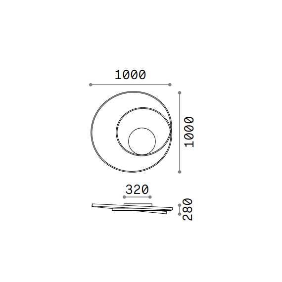 LED Плафон OZ PL D100 ON-OFF NERO 3000K 364995 Ideal Lux | Osvetlenieto.bg