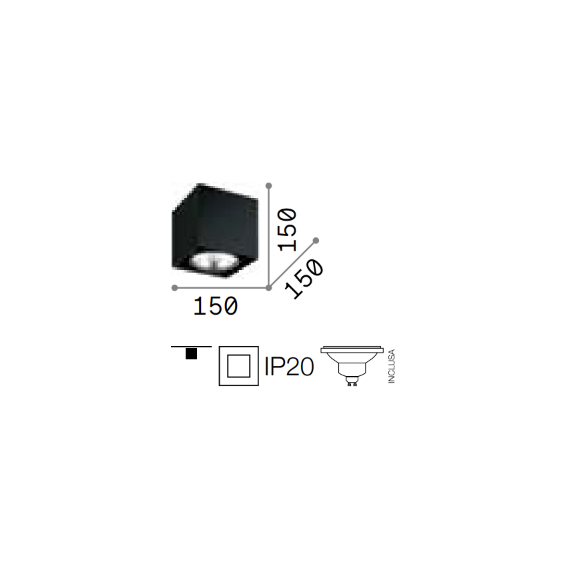 Луна за открит монтаж MOOD PL1 D15 SQUARE BIANCO 140933 Ideal Lux 1xGU10 | Osvetlenieto.bg