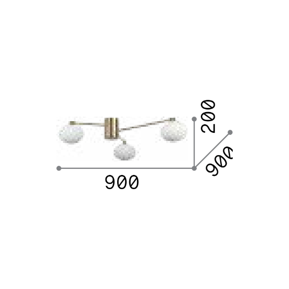 Плафон HERMES PL3 D90 OTTONE 288260 Ideal Lux 3xG9 | Osvetlenieto.bg