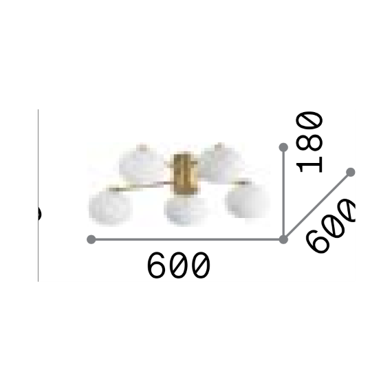 Плафон HERMES PL5 D60 OTTONE 316697 Ideal Lux 5xG9 | Osvetlenieto.bg