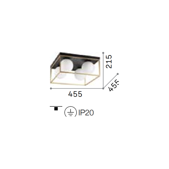 Плафон LINGOTTO PL4 OTTONE 198156 Ideal Lux 4xE14 | Osvetlenieto.bg