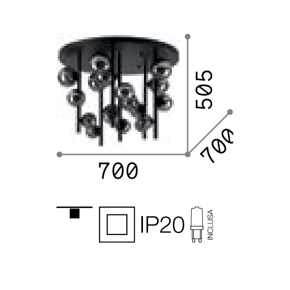 Плафон PERLAGE PL18 FUME 328386 Ideal Lux 18xG9 | Osvetlenieto.bg