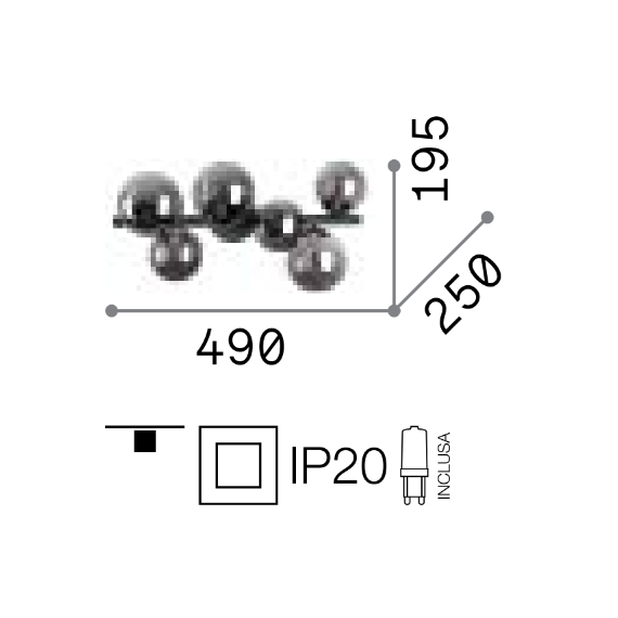 Плафон PERLAGE PL6 FUME 309262 Ideal Lux 6xG9 | Osvetlenieto.bg