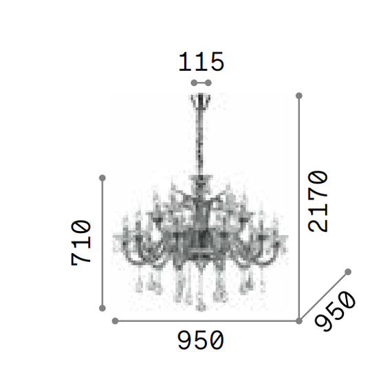 Полилей COLOSSAL SP15 GRIGIO 081526 Ideal Lux 15xE14 | Osvetlenieto.bg