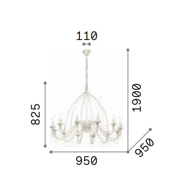 Полилей CORTE SP12 BIANCO 097664 Ideal Lux 12xE14 | Osvetlenieto.bg