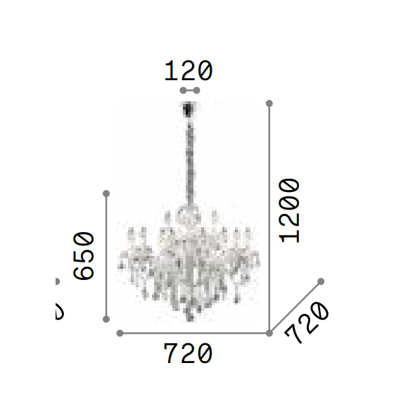 Полилей FLORIAN SP12 CROMO 035604 Ideal Lux 12xE14 | Osvetlenieto.bg