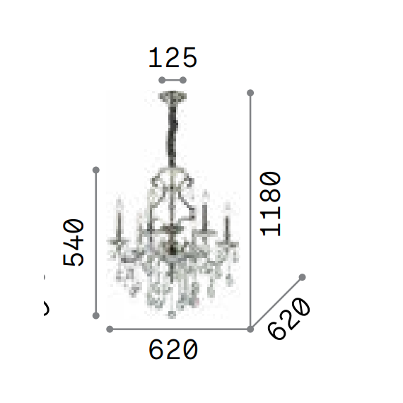 Полилей GIOCONDA SP6 ARGENTO 044927 Ideal Lux 6xE14 | Osvetlenieto.bg