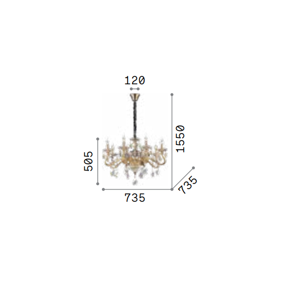 Полилей NEGRESCO SP8 087764 Ideal Lux 8xE14 | Osvetlenieto.bg