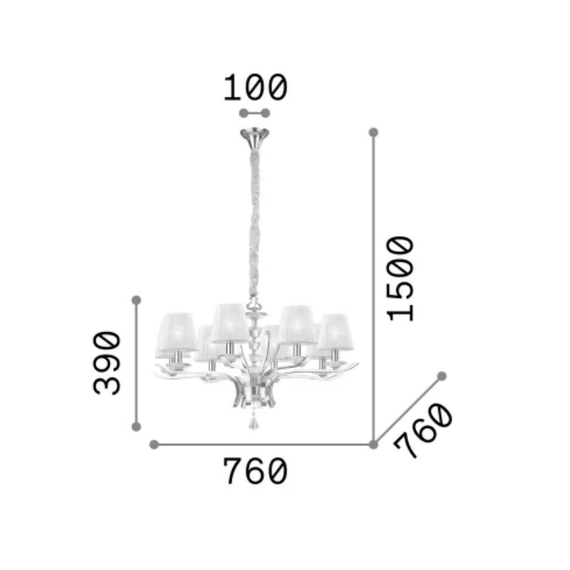 Полилей PEGASO SP8 BIANCO 059242 Ideal Lux 8xE14 | Osvetlenieto.bg