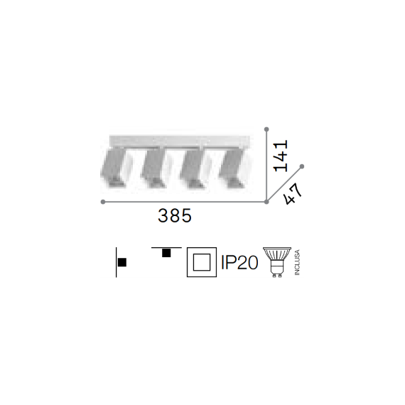 Спот DYNAMITE PL4 LINEAR SQUARE NERO 371368 Ideal Lux 4xGU10 | Osvetlenieto.bg