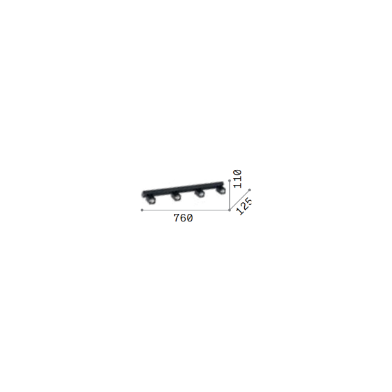 Спот RUDY PL4 SQUARE NERO 321523 Ideal Lux 4xGU10 | Osvetlenieto.bg