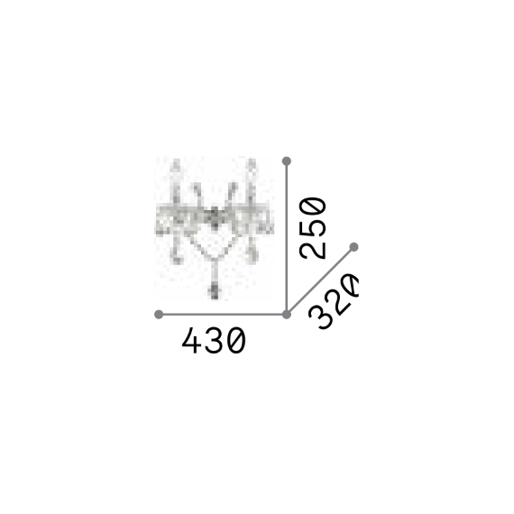 Аплик FLORIAN AP2 CROMO 035642 Ideal Lux 2xE14 | Osvetlenieto.bg