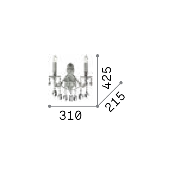 Аплик GIOCONDA AP2 ARGENTO 044910 Ideal Lux 2xE14 | Osvetlenieto.bg
