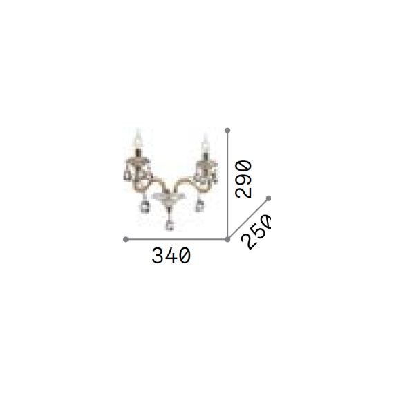 Аплик NEGRESCO AP2 087757 Ideal Lux 2xE14 | Osvetlenieto.bg