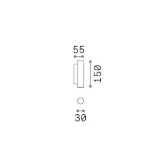 LED Аплик LOOK LED AP2 ROUND D30 H150 ON-OFF BIANCO 3000K 370552 Ideal Lux | Osvetlenieto.bg