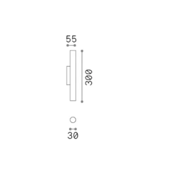 LED Аплик LOOK LED AP2 ROUND D30 H300 ON-OFF NERO 3000K 370651 Ideal Lux | Osvetlenieto.bg