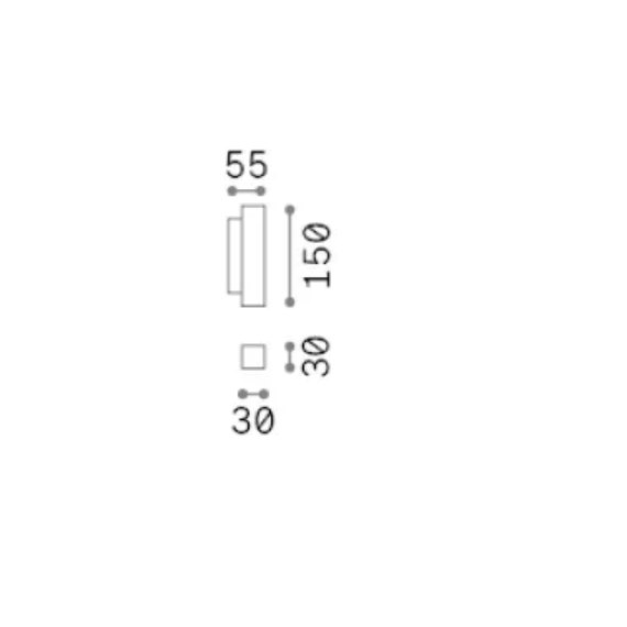 LED Аплик LOOK LED AP2 SQUARE D30 H150 ON-OFF OTTONE 3000K 370712 Ideal Lux | Osvetlenieto.bg