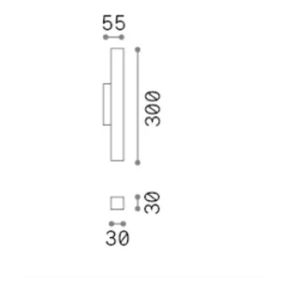 LED Аплик LOOK LED AP2 SQUARE D30 H300 ON-OFF BIANCO 3000K 370750 Ideal Lux | Osvetlenieto.bg