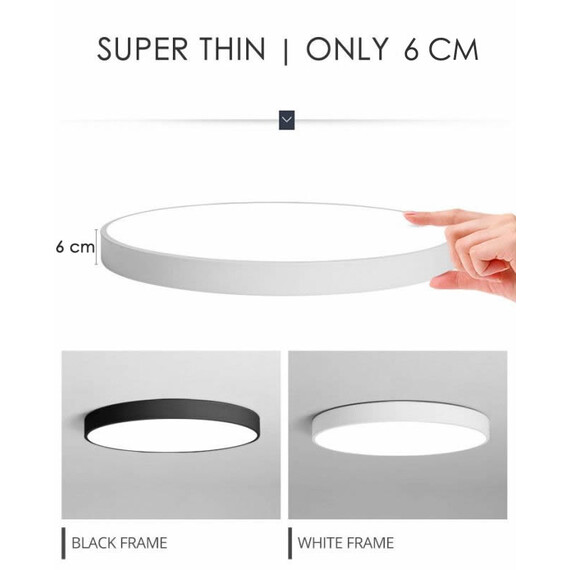 LED плафон Disk Slim черен мат 54W 3000K/4000K Ø60cm | Osvetlenieto.bg