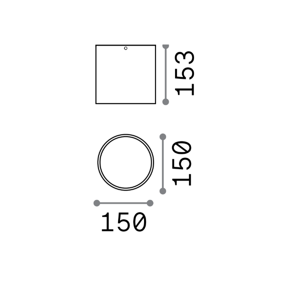 Външен плафон TECHO PL1 D15 ROUND GRIGIO 342702 Ideal Lux 1xGU10 IP54 | Osvetlenieto.bg