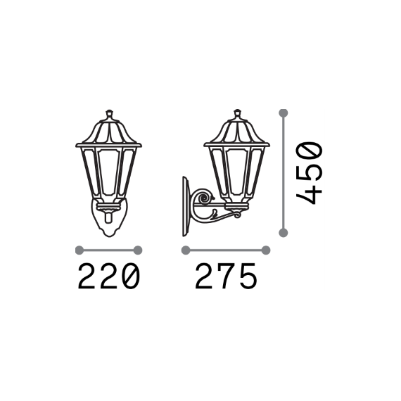 Фасаден аплик DAFNE AP1 BIG NERO 101491 Ideal Lux 1xE27 IP55 | Osvetlenieto.bg