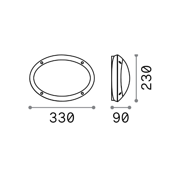 Фасаден аплик POLAR-1 AP1 OVAL NERO 096704 Ideal Lux 1xE27 IP66 | Osvetlenieto.bg