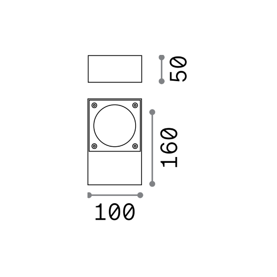 Фасаден аплик SIRIO AP1 GRIGIO 345611 Ideal Lux 1xGX53 IP65 | Osvetlenieto.bg
