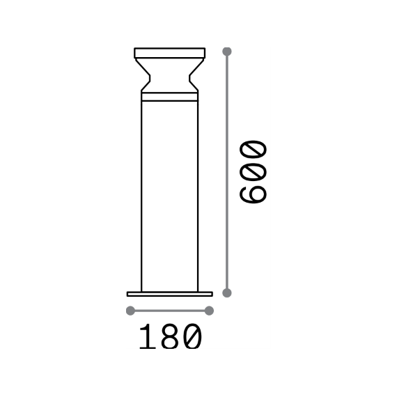 Градинска лампа TORRE PT1 H60 GRIGIO 321905 Ideal Lux 1xE27 IP65 | Osvetlenieto.bg